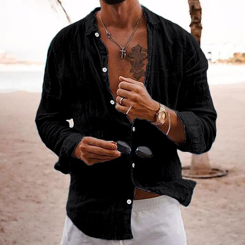 Luvik | Stylish men's shirt: Cotton-linen, long sleeves