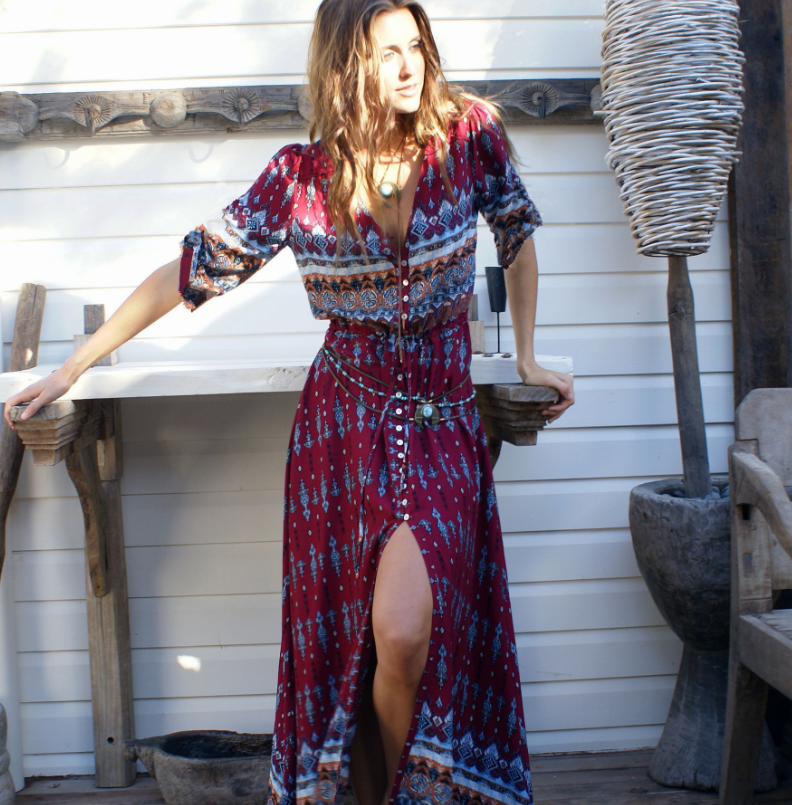 Luvik | Thai Holiday Cardigan Dress: Tulostettu Stretch Ranta Hame