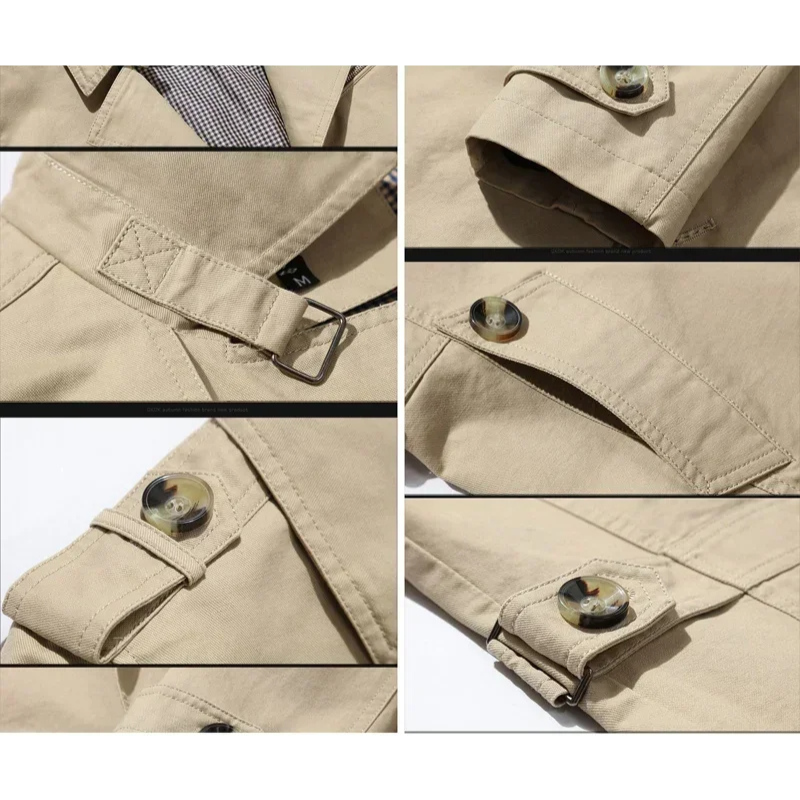 Luvik | pidempi takki miesten tyylikäs trenchcoat vyöllä ja läpällä