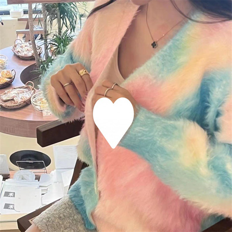 Luvik | Naisille Paksu Loose Gradient Mink Neuletakki