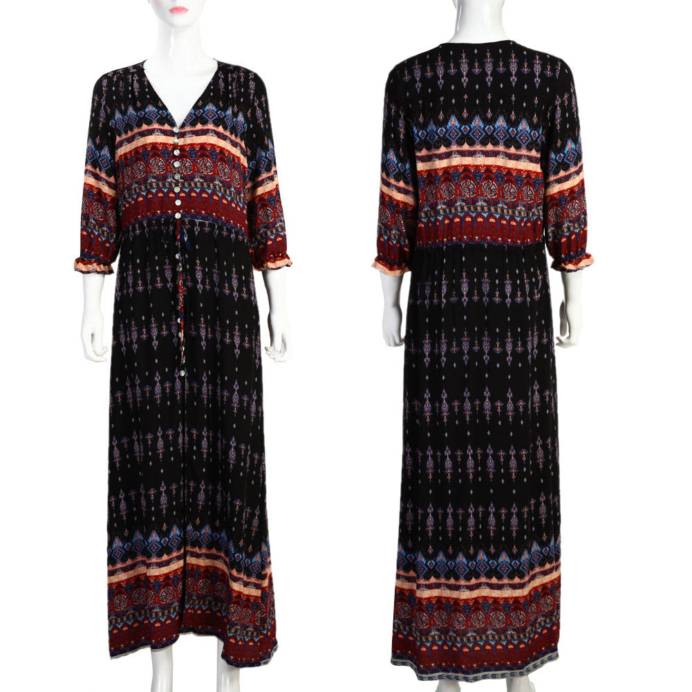 Luvik | Thai Holiday Cardigan Dress: Tulostettu Stretch Ranta Hame