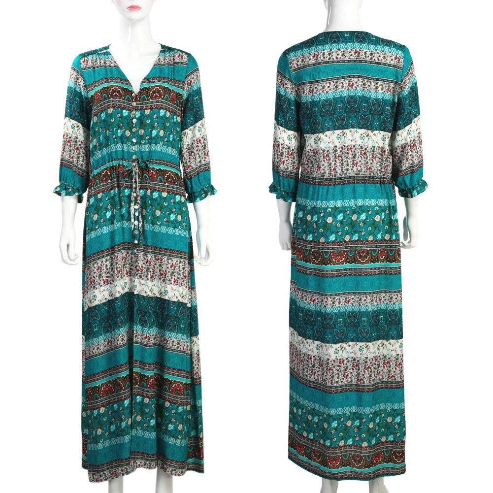 Luvik | Thai Holiday Cardigan Dress: Tulostettu Stretch Ranta Hame