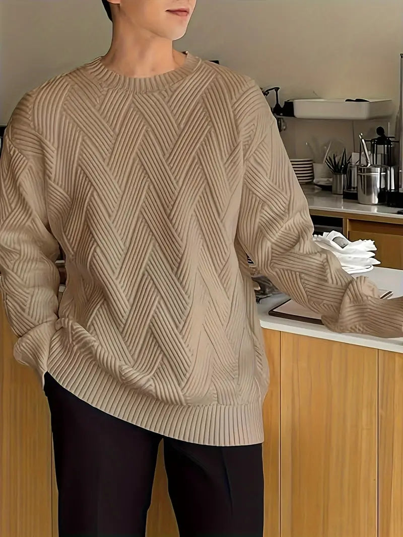 Luvik | Strukturierter Herbstpullover Mit Rippenbesatz Für Herren
