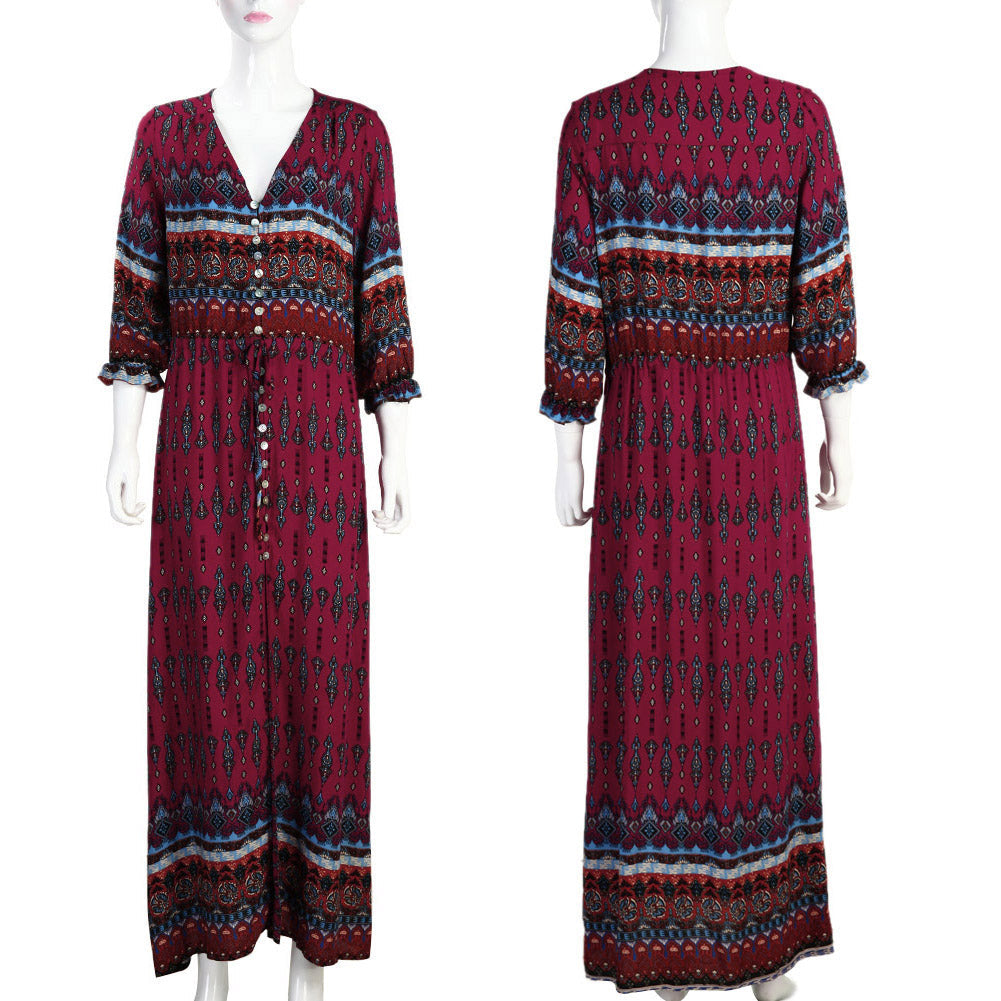 Luvik | Thai Holiday Cardigan Dress: Tulostettu Stretch Ranta Hame