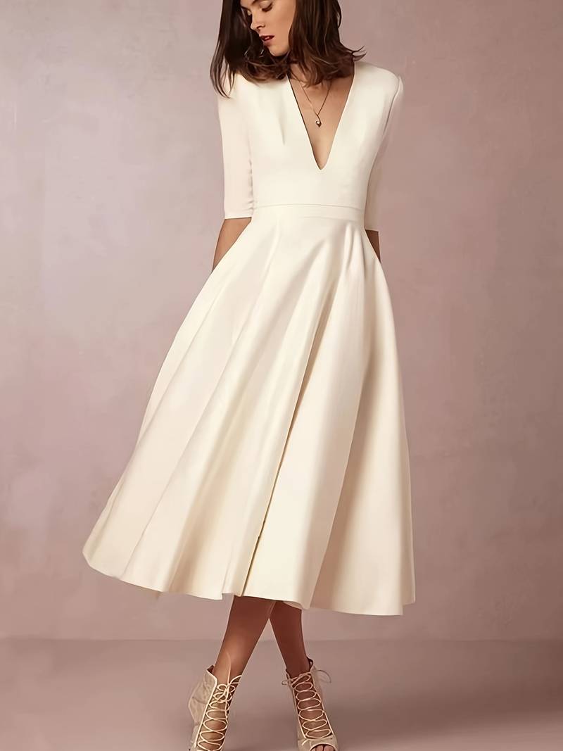 Luvik | Tyylikäs midi dress syvällä V-neck naisille