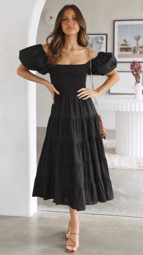 Luvik | Naisten Loma Korkea Vyötärö Off-Shoulder Painatus Mekko Kuplahihalla