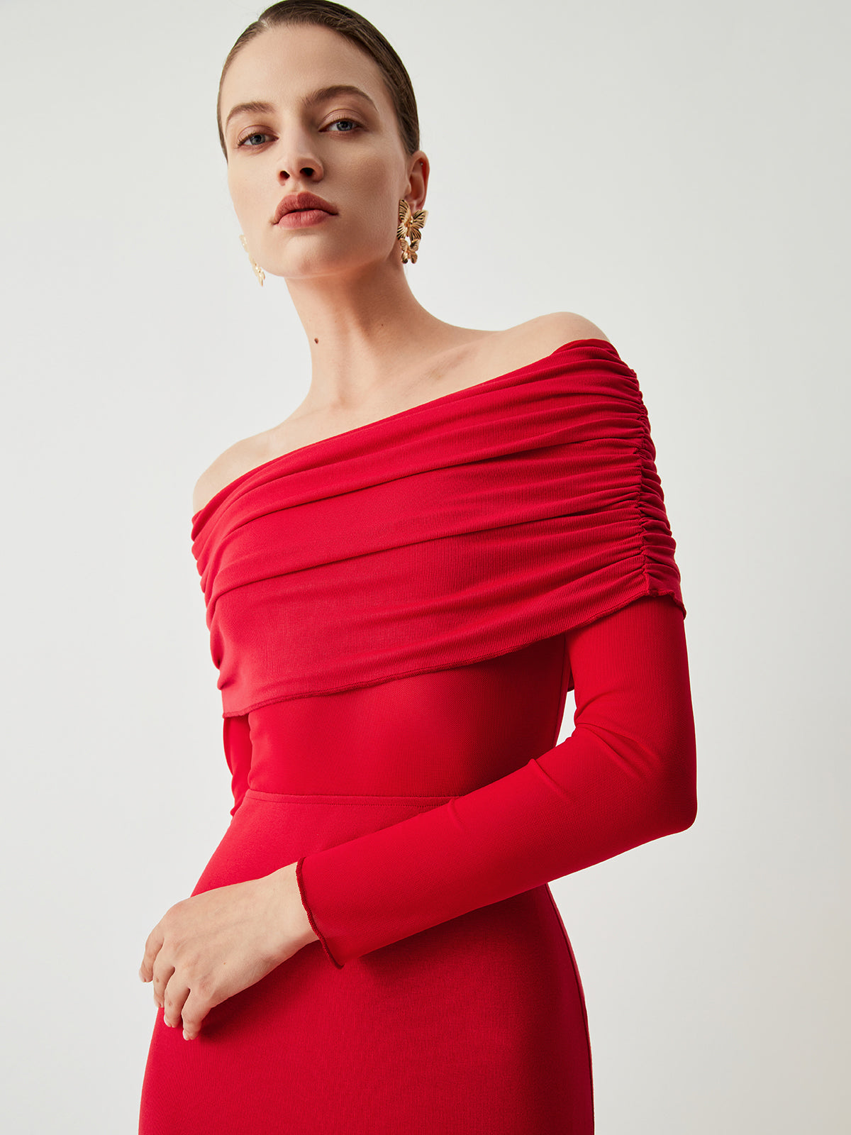 Luvik | Off-Shoulder Mesh Pitkähiha Klong Mekko
