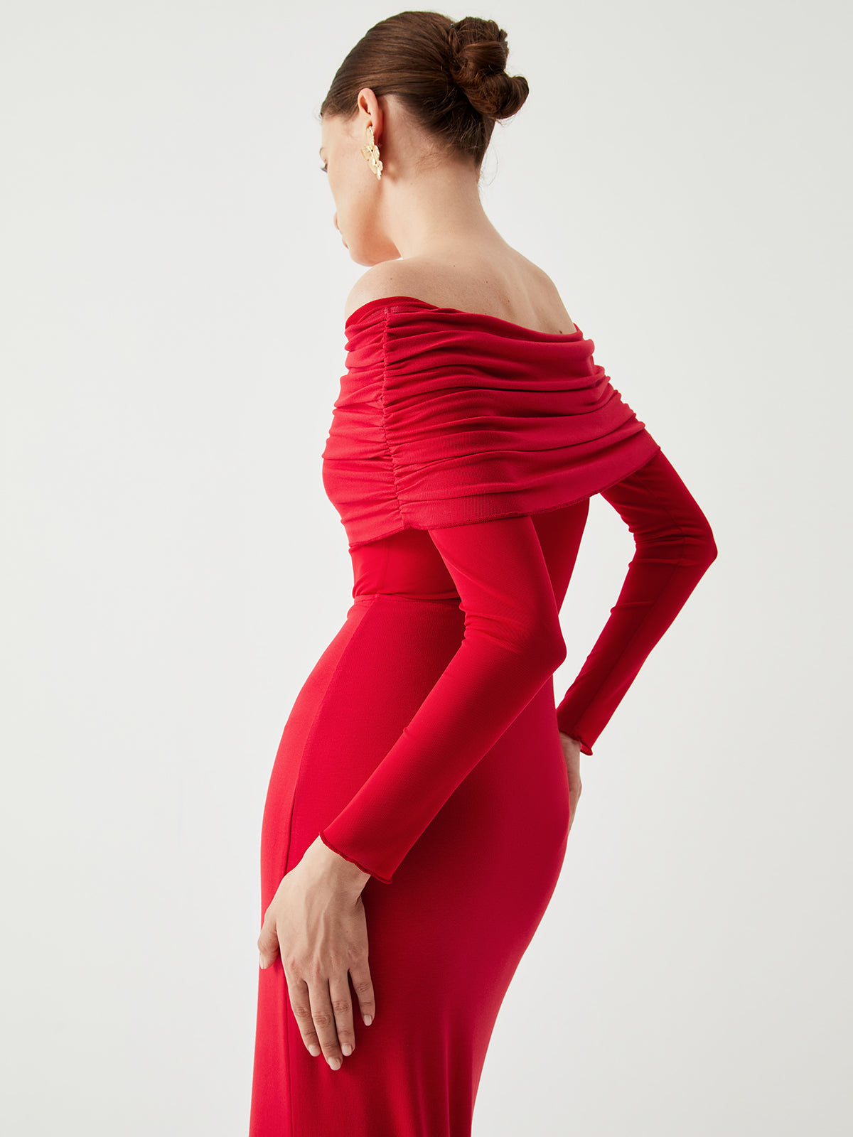 Luvik | Off-Shoulder Mesh Pitkähiha Klong Mekko