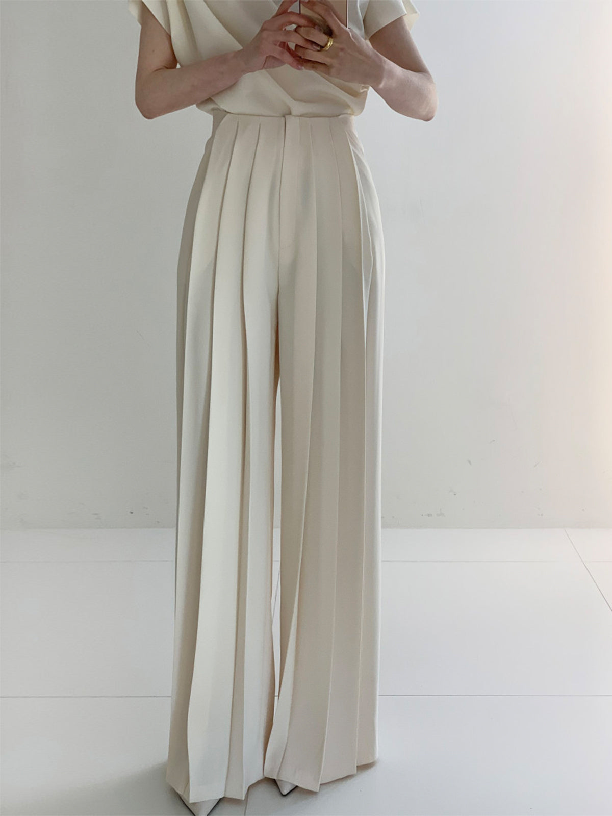 Luvik | Pleated High Waist Wide Pants