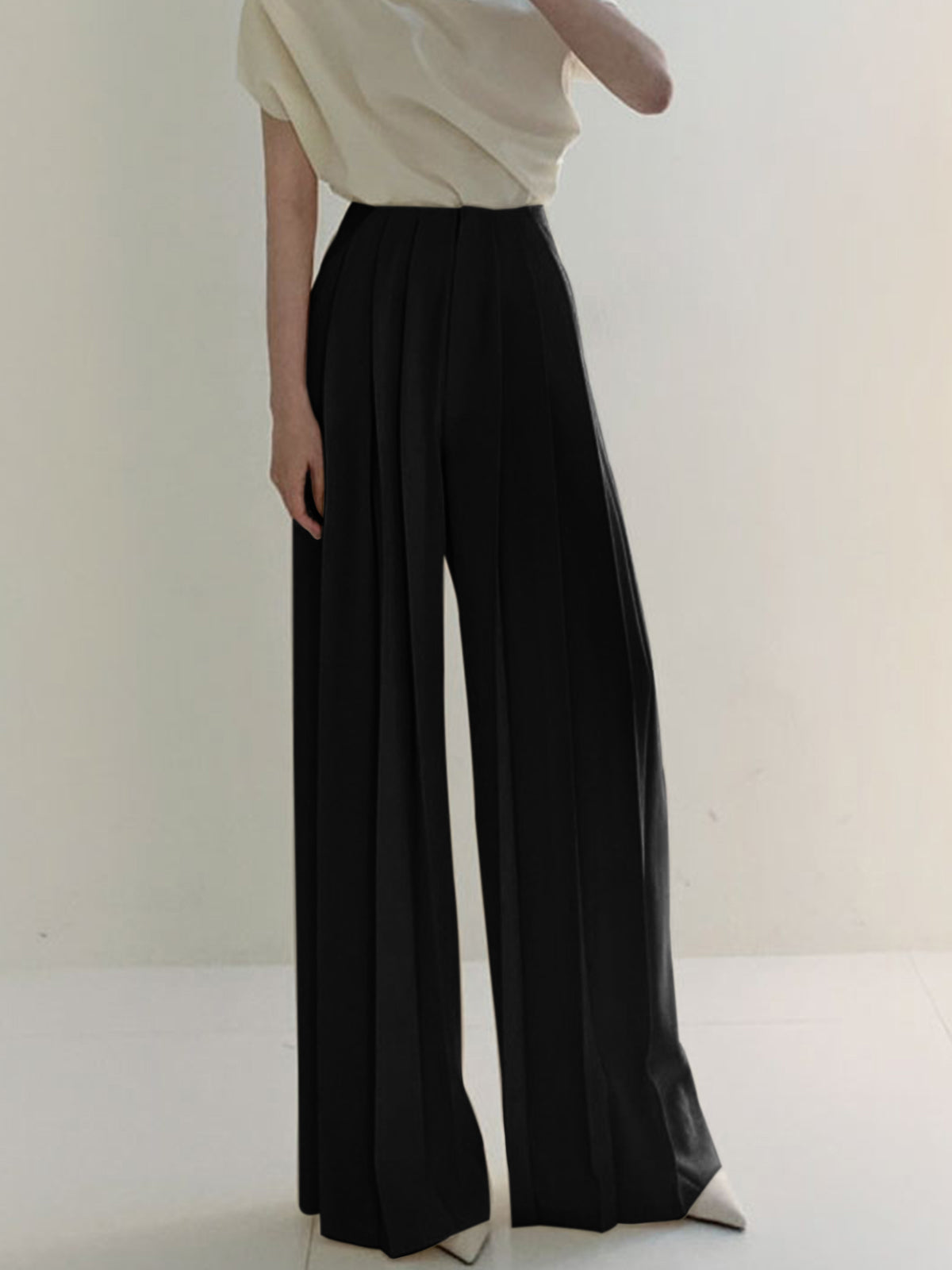 Luvik | Pleated High Waist Wide Pants