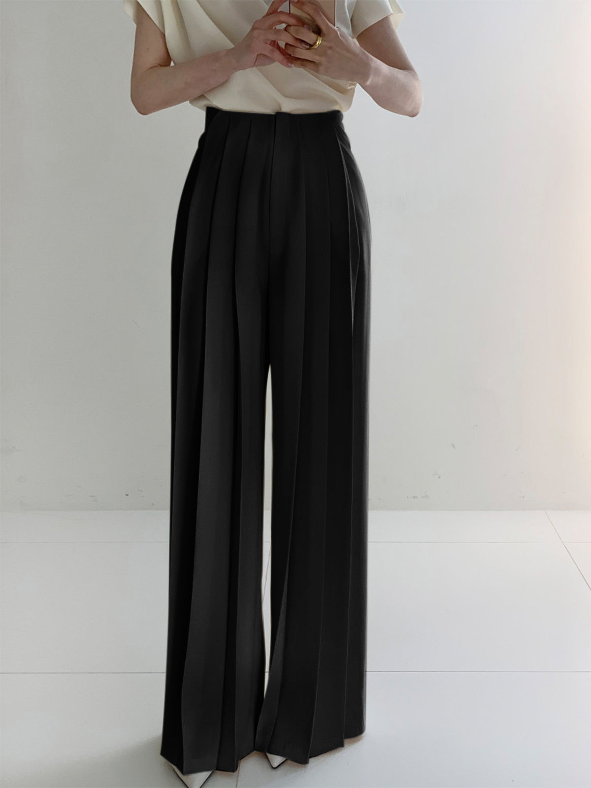 Luvik | Pleated High Waist Wide Pants
