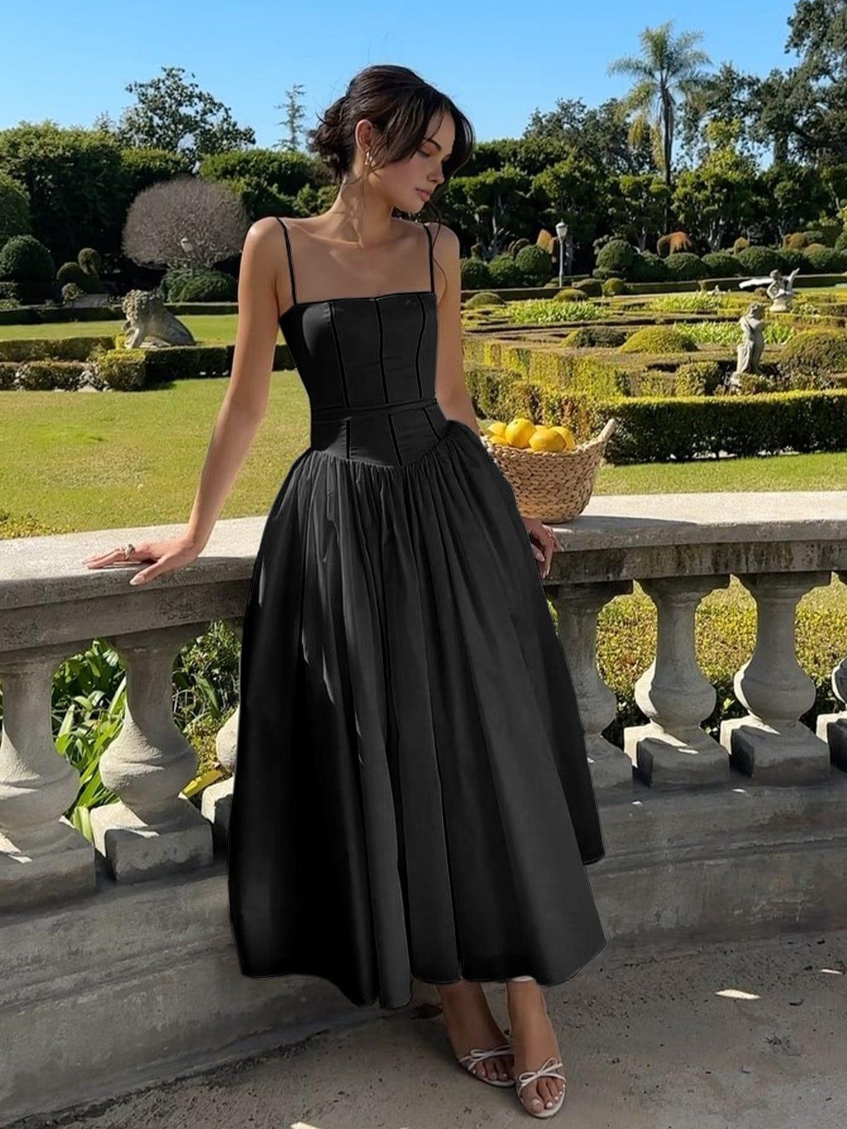 Luvik | Midi dress with corset top and wide skirt for women