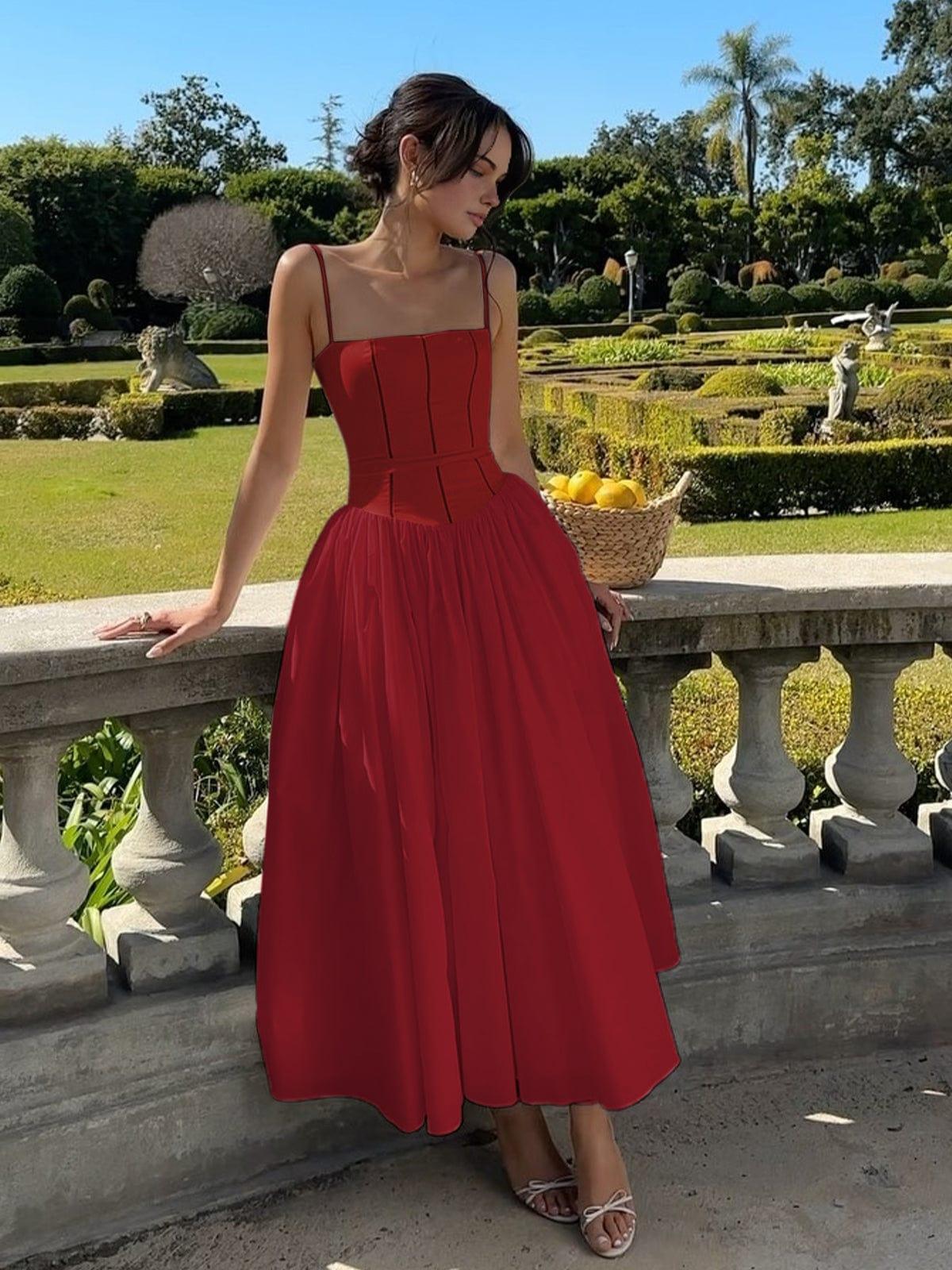 Luvik | Midi dress with corset top and wide skirt for women