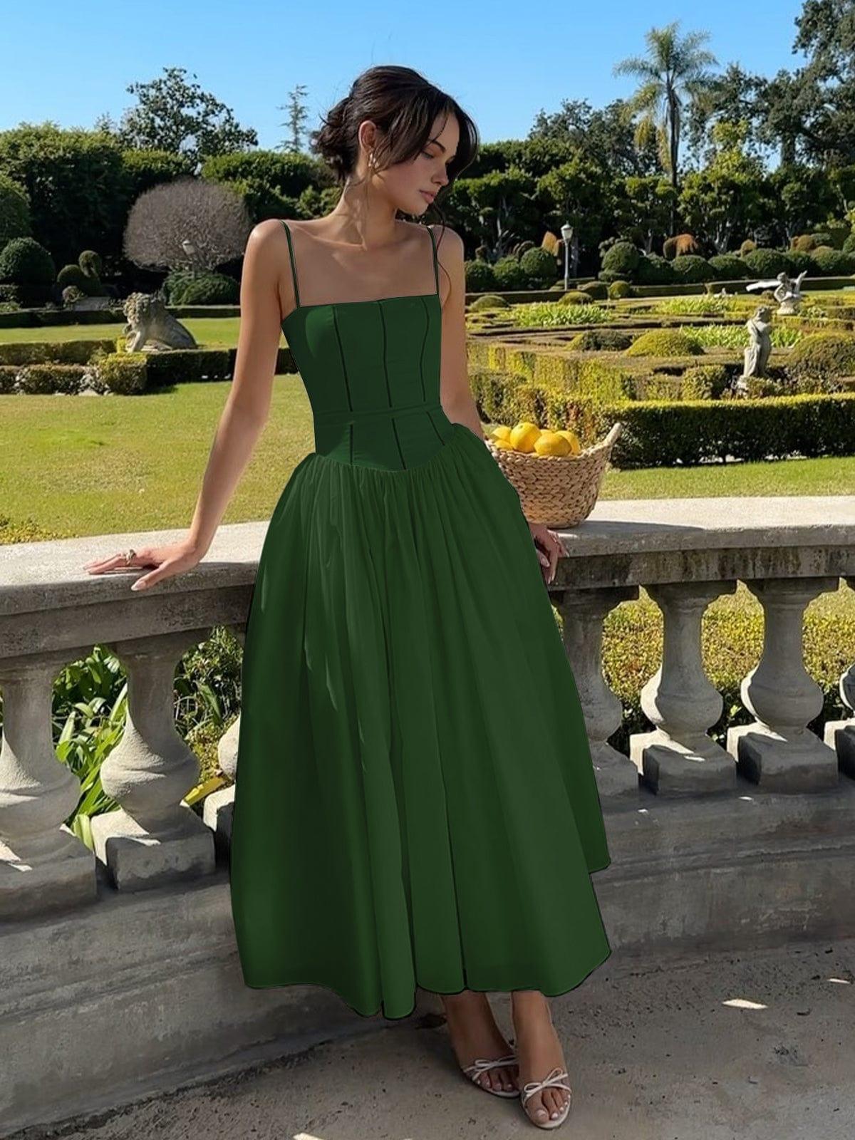 Luvik | Midi dress with corset top and wide skirt for women