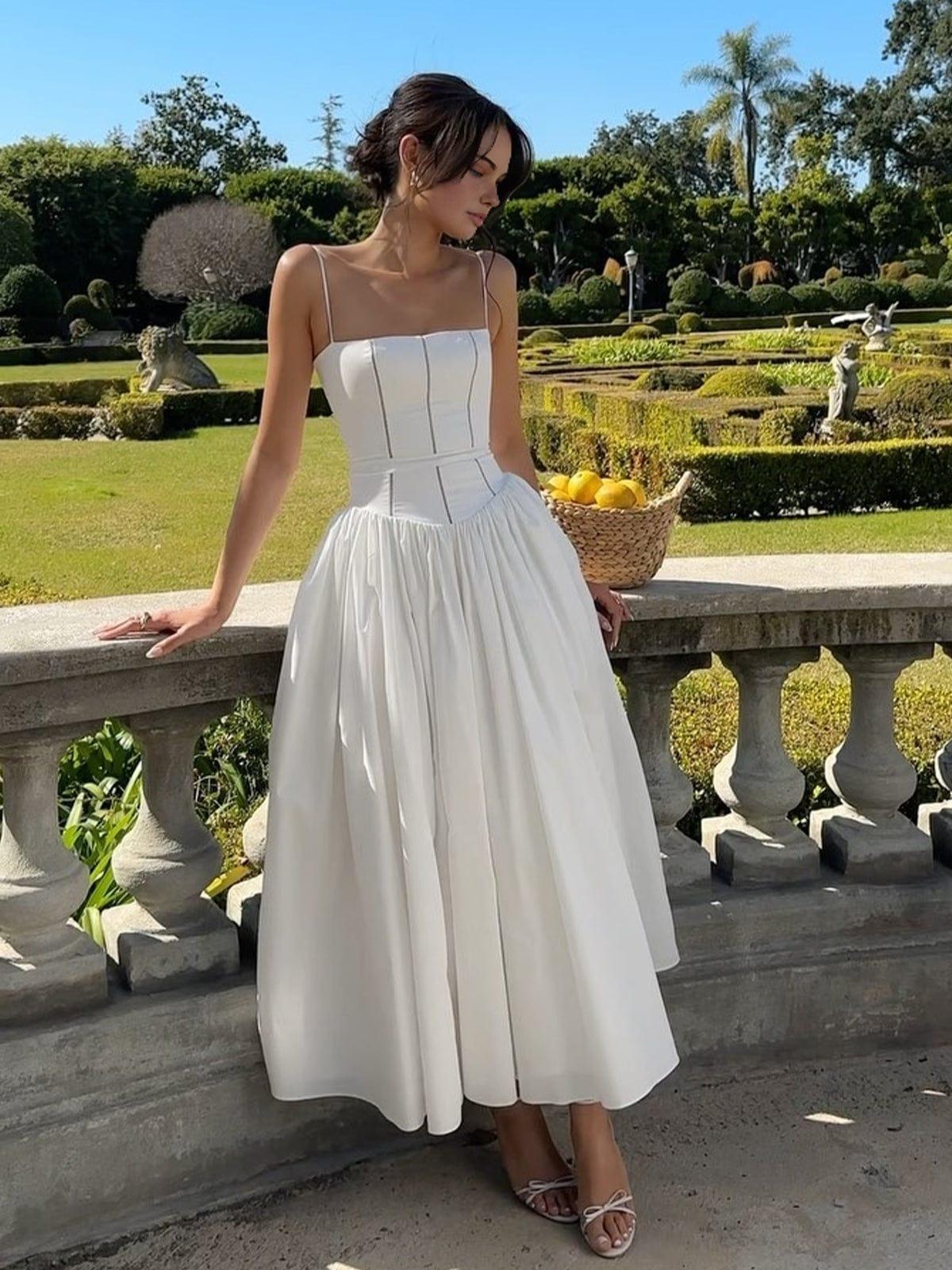 Luvik | Midi dress with corset top and wide skirt for women