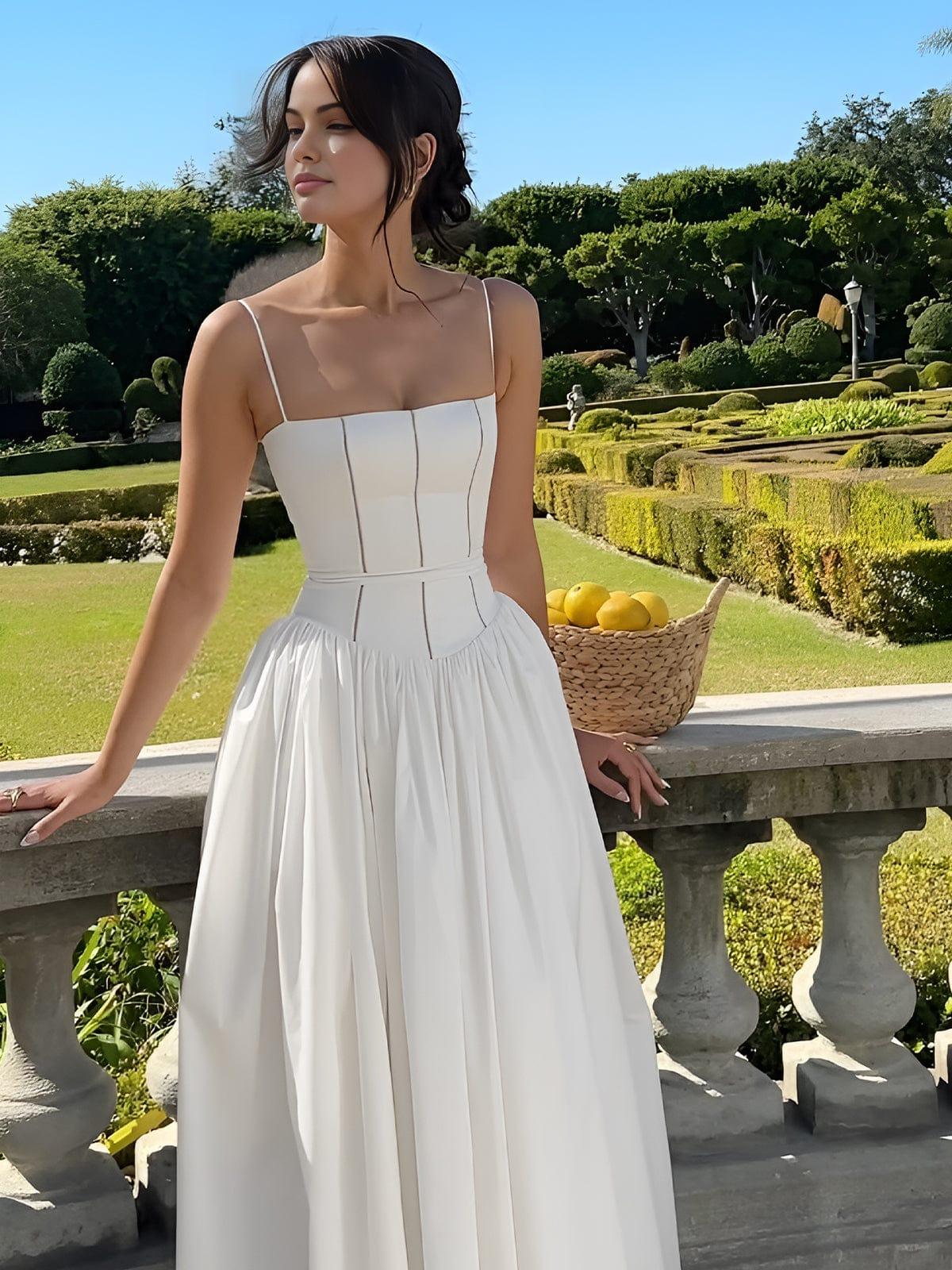 Luvik | Midi dress with corset top and wide skirt for women