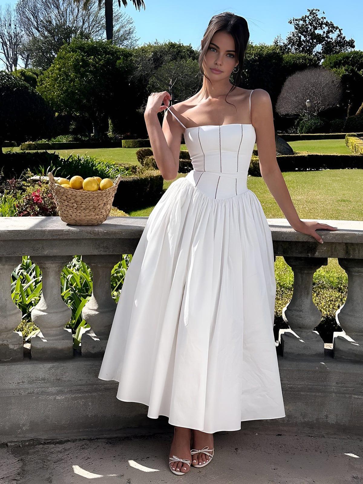 Luvik | Midi dress with corset top and wide skirt for women