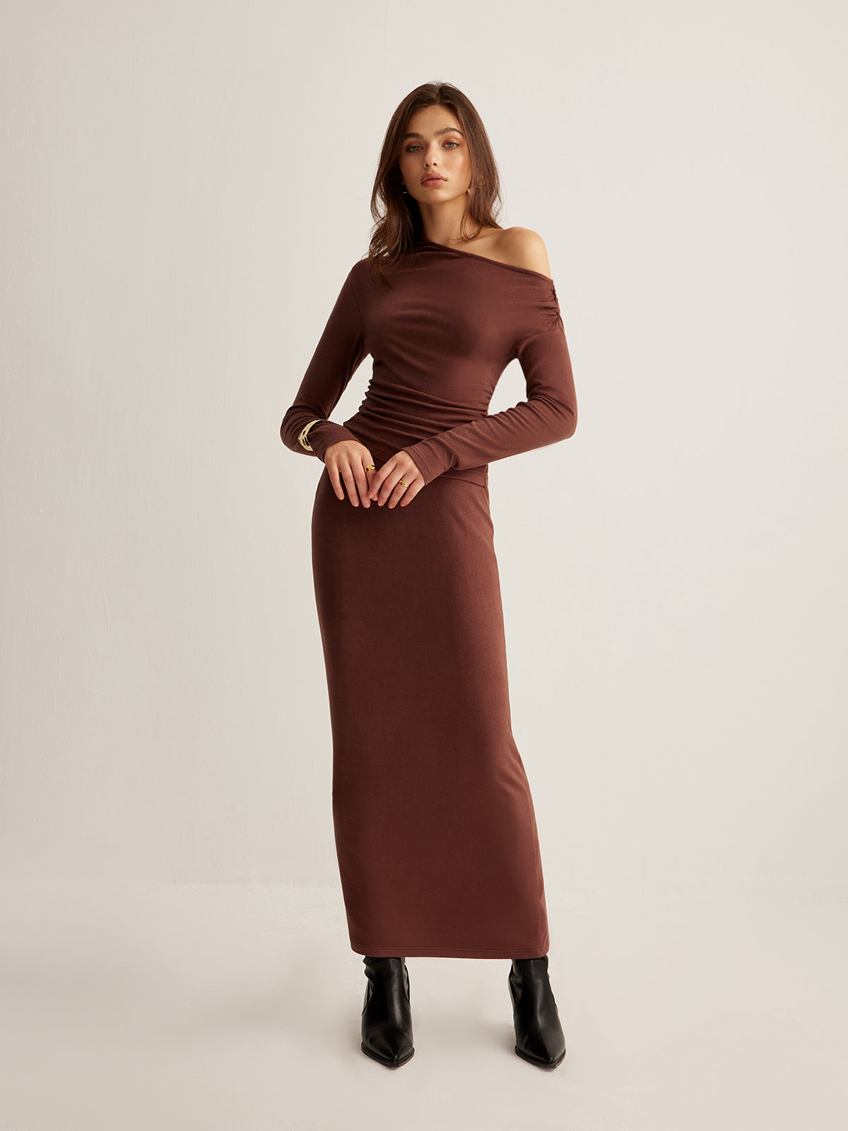 Luvik | Asymmetrinen Kaula Slim Jersey Hame Setti