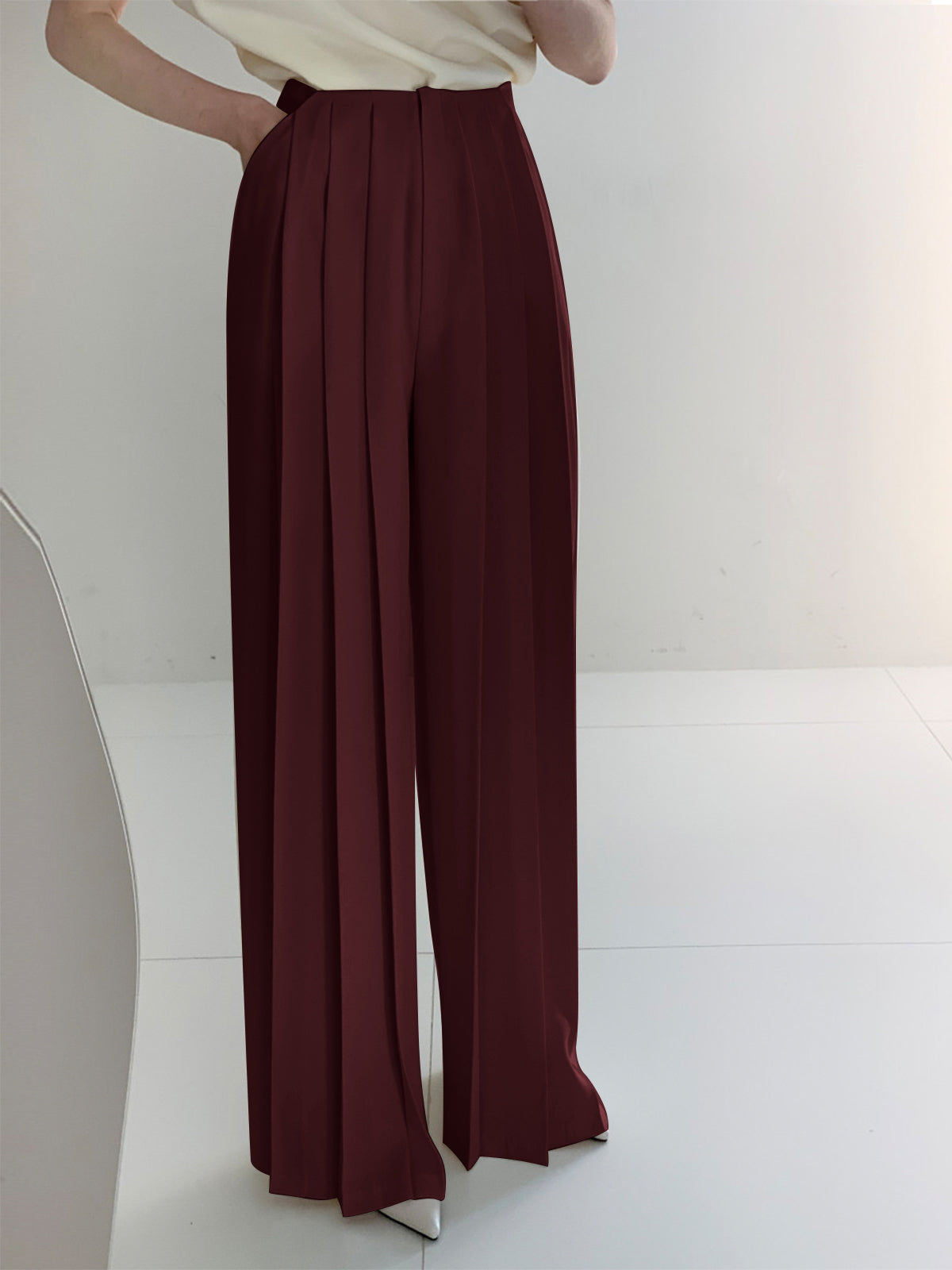 Luvik | Pleated High Waist Wide Pants