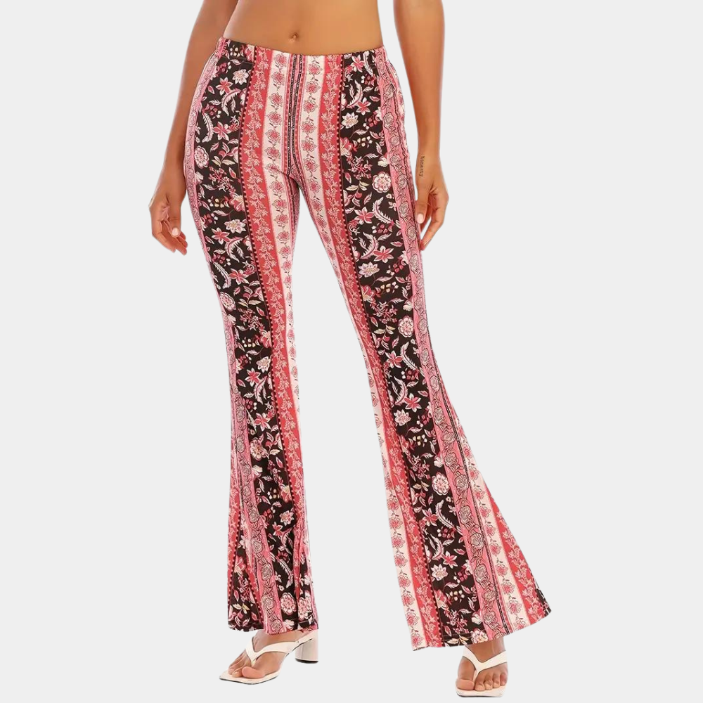 Luvik | Boho-tyylinen leveälahkeinen naistenhousu mustana ja ro