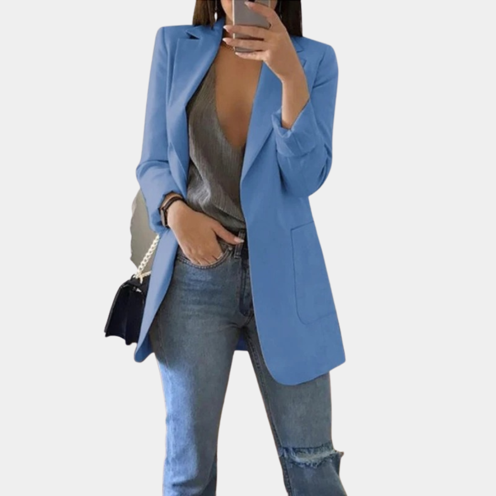 Luvik | Klassinen Avoin Etu Pitkä Blazer Naisille