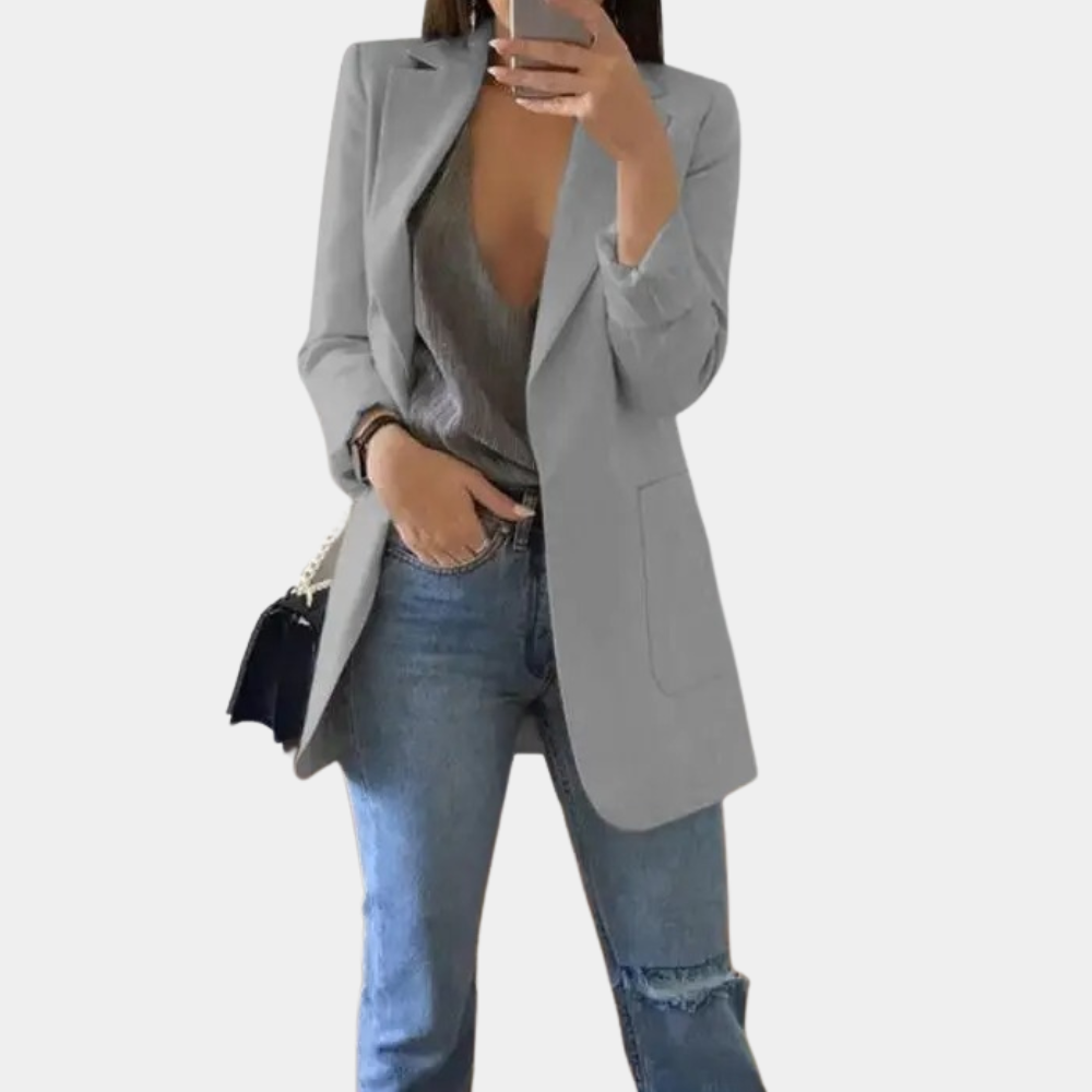 Luvik | Klassinen Avoin Etu Pitkä Blazer Naisille