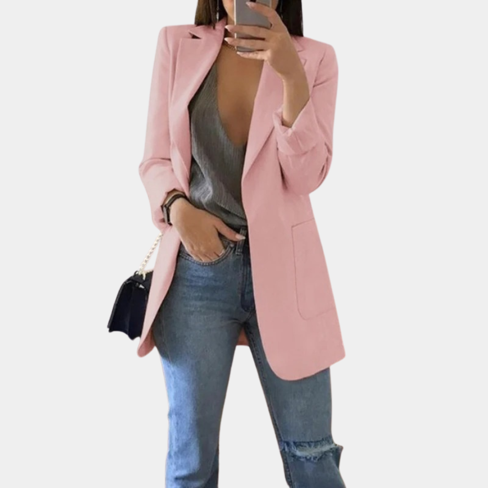 Luvik | Klassinen Avoin Etu Pitkä Blazer Naisille