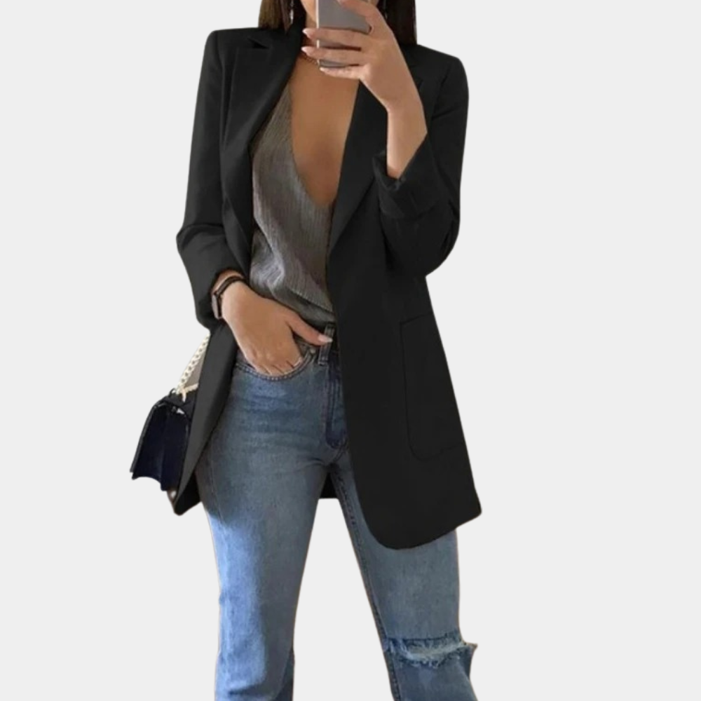 Luvik | Klassinen Avoin Etu Pitkä Blazer Naisille
