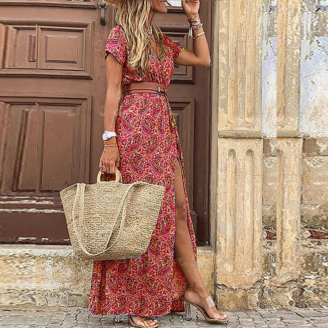 Luvik | Tyylikäs Boho kesäkleidi halkiolla