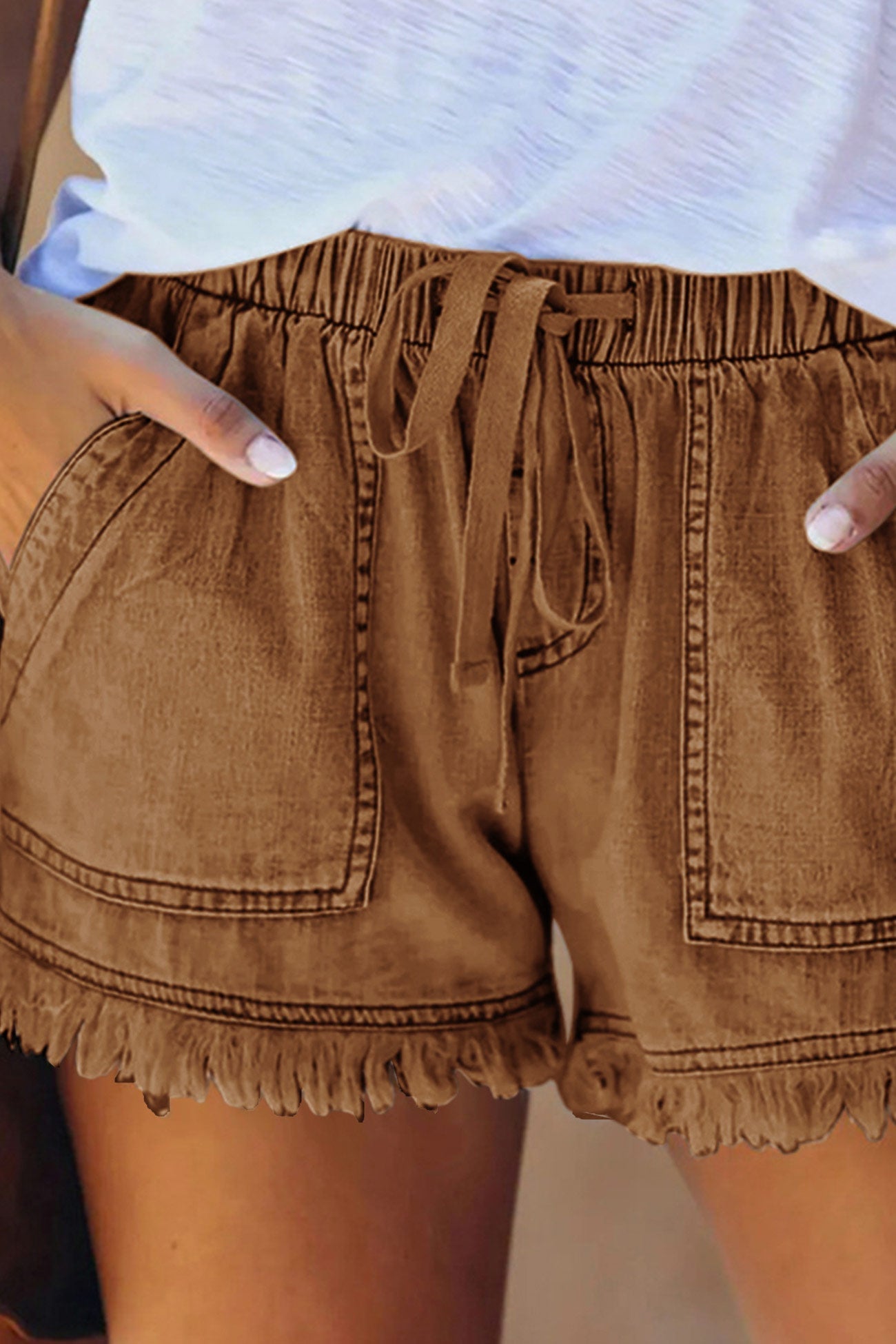 Luvik | Vyötärö Raaka Reuna Denim Shorts