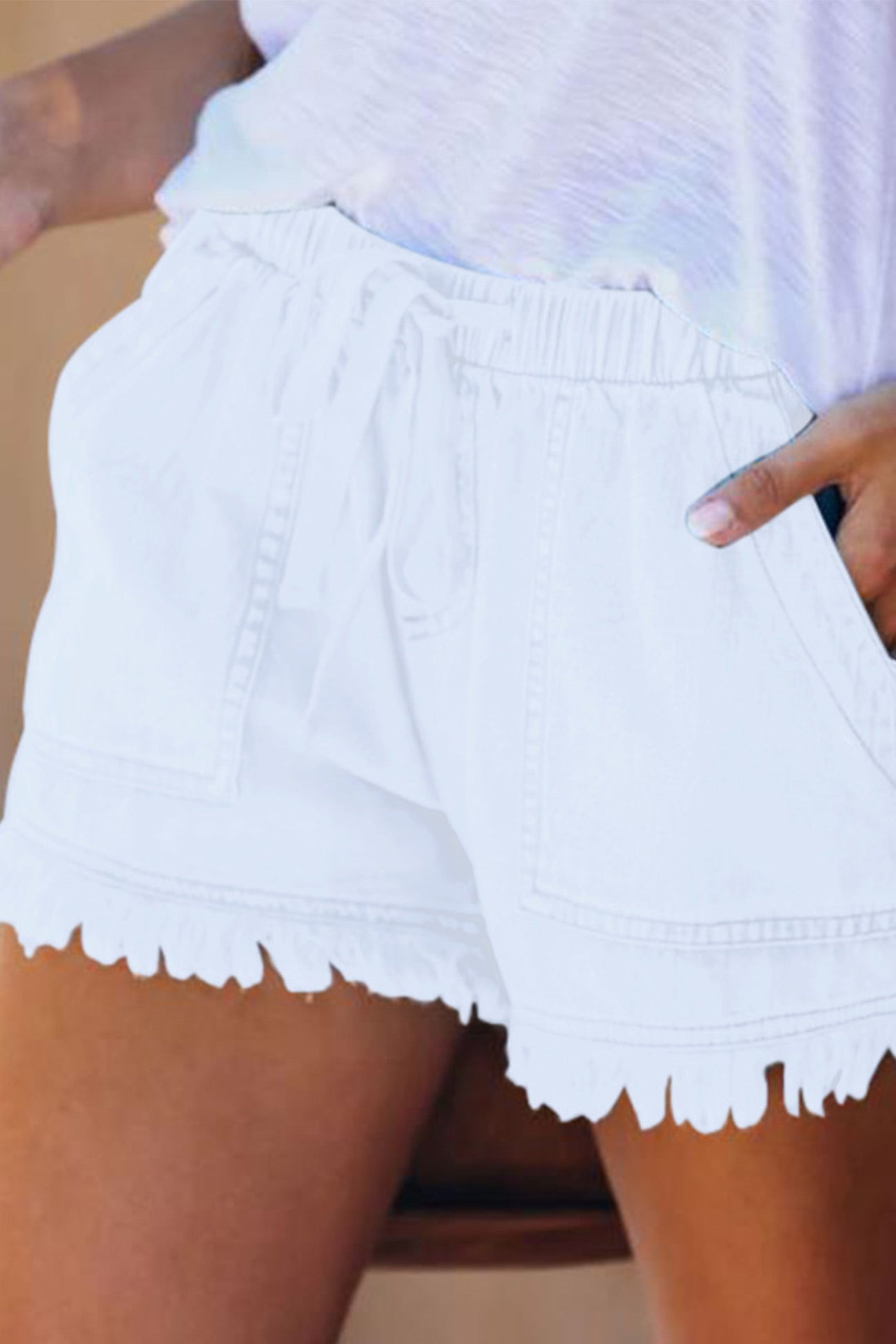 Luvik | Vyötärö Raaka Reuna Denim Shorts