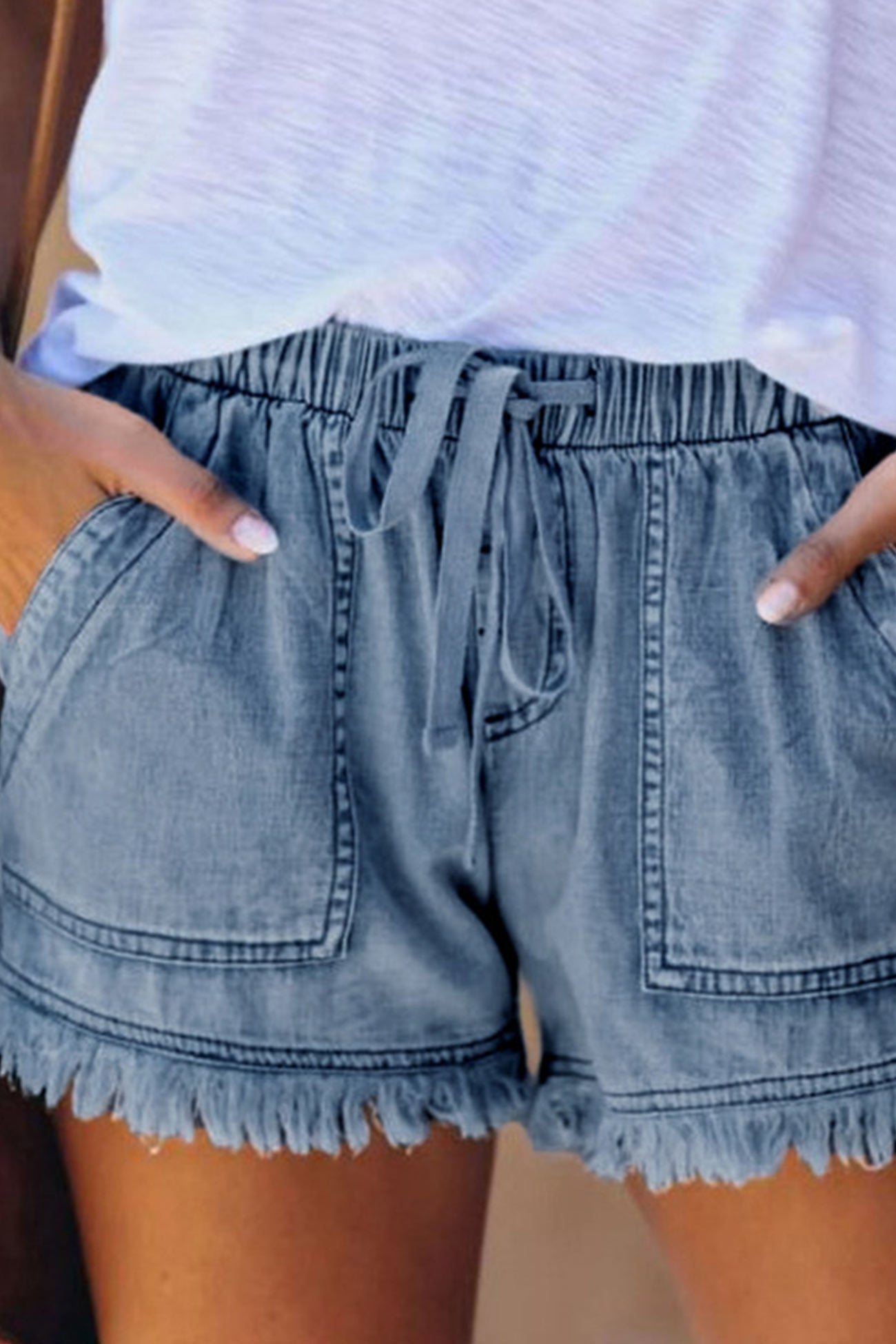Luvik | Vyötärö Raaka Reuna Denim Shorts