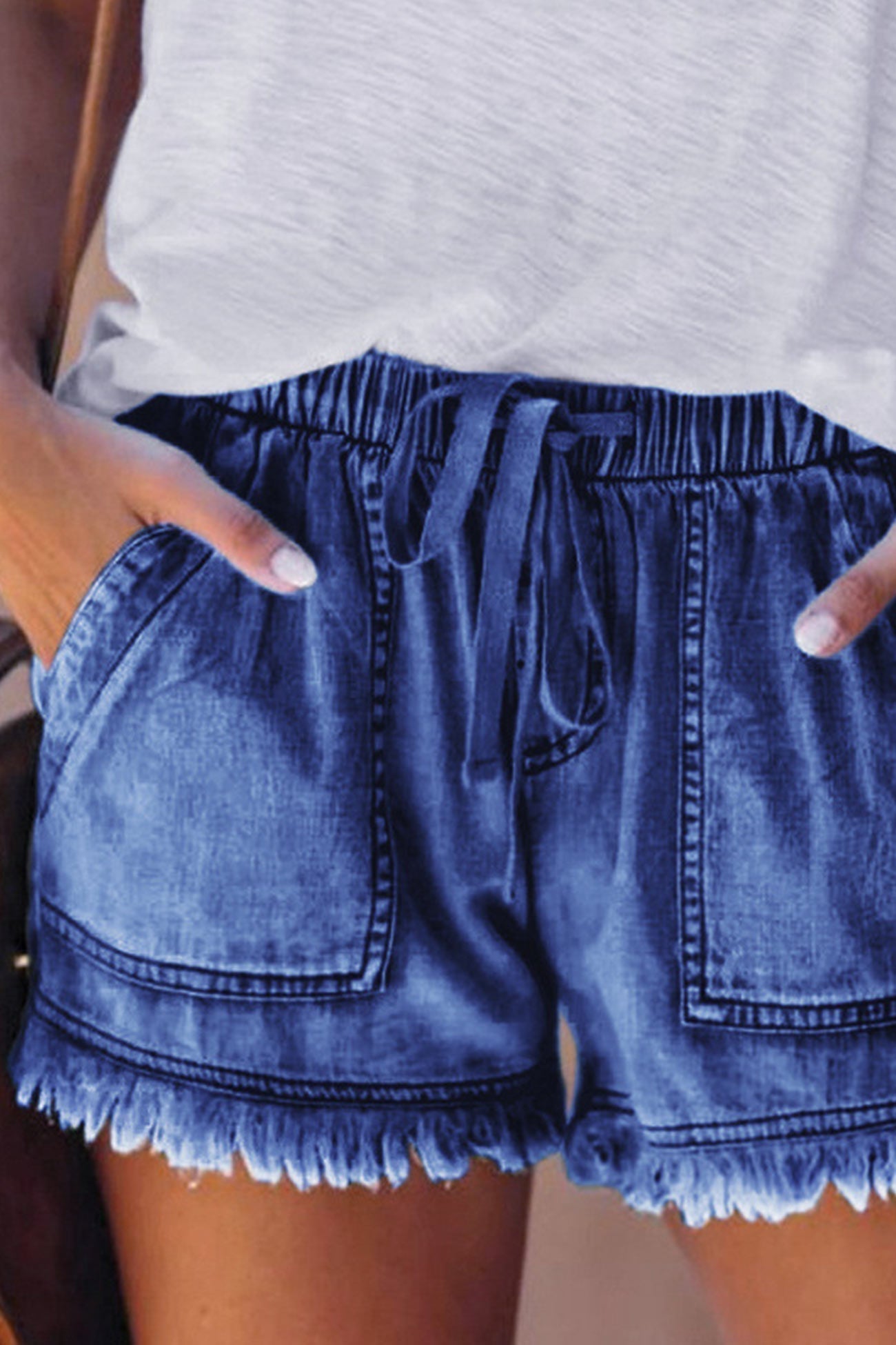 Luvik | Vyötärö Raaka Reuna Denim Shorts