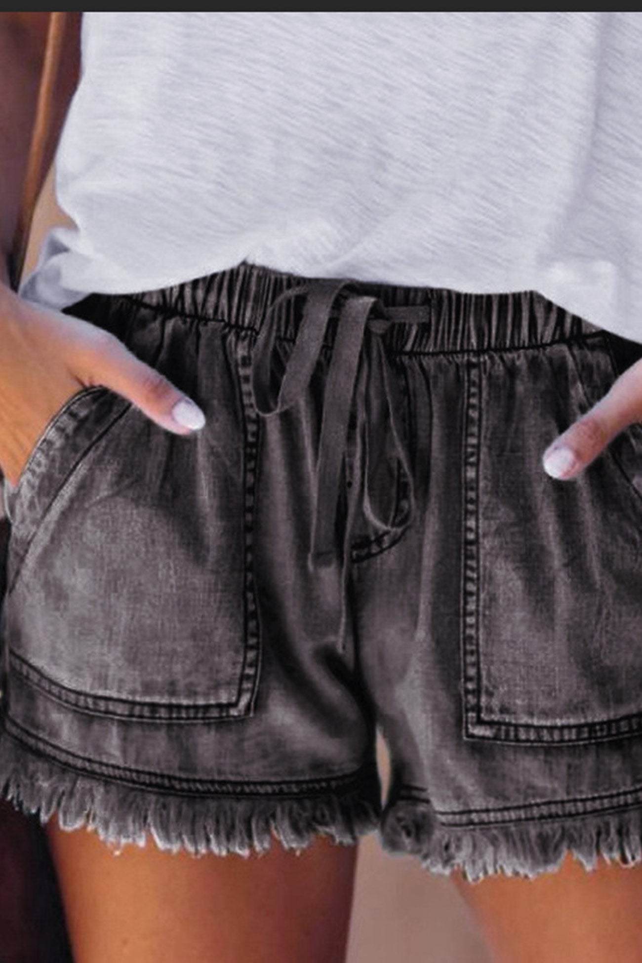 Luvik | Vyötärö Raaka Reuna Denim Shorts