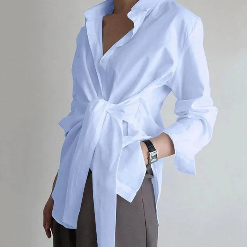 Luvik | Rentouttava Mitoitus Pitkähiha Blusa Solmukkeella