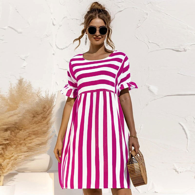 Luvik | Loose Fit Lyhyt Hihainen Lyhyt Mekko Kesämekko