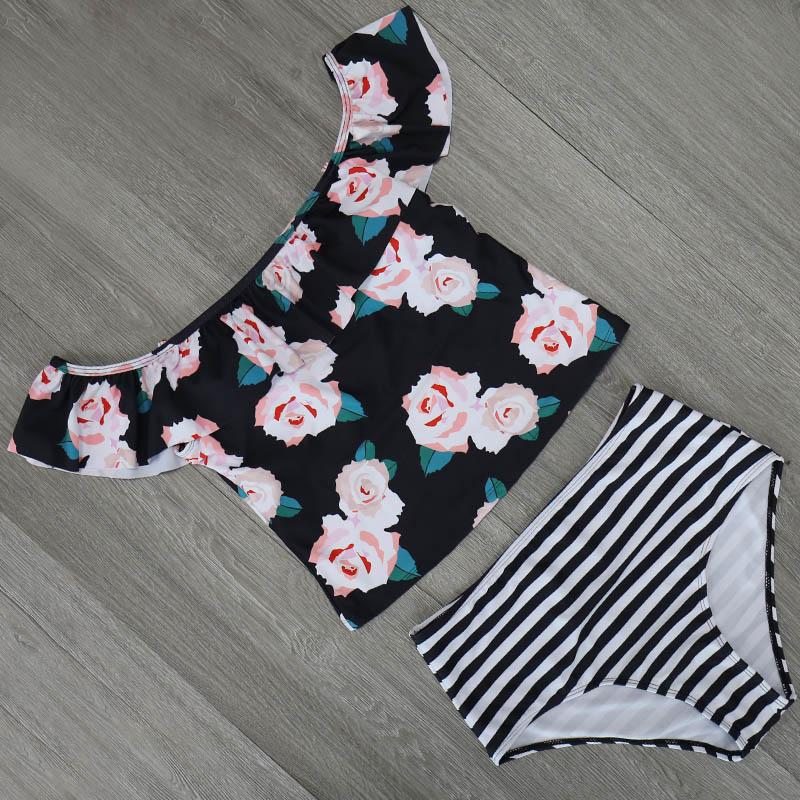 Luvik | Seksikkäät Kaksi Osaa Bodysuitit Printti Uimapuku Naisille Uimapuku Olkaimen Rypytetty Kylpytakki Ranta-asu Plus Koko Tankini Set