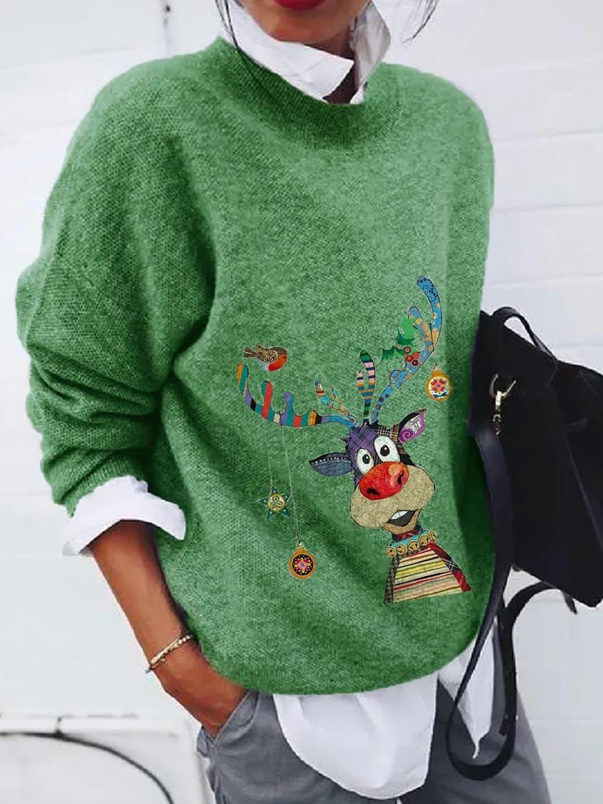Luvik | Naisten Loose Fit Vihreä Neule Rudolf Paita