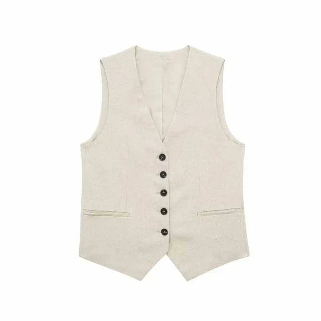 Luvik | Sleeveless blazer with V-neck and shorts