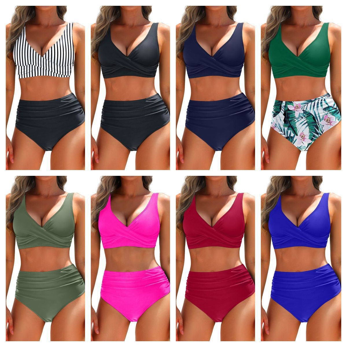 Naisten korkeavyötäröinen bikini kietaisupaidalla Luvik
