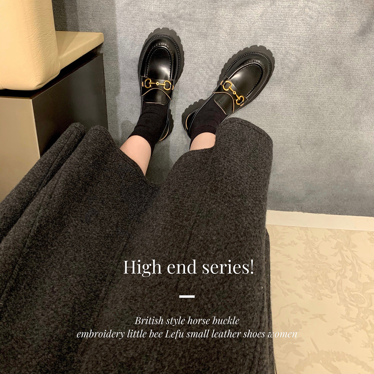 Naisille Chunky Loafers ylellisellä metall yksityiskohdalla ja kestävällä kumipohjalla Luvik