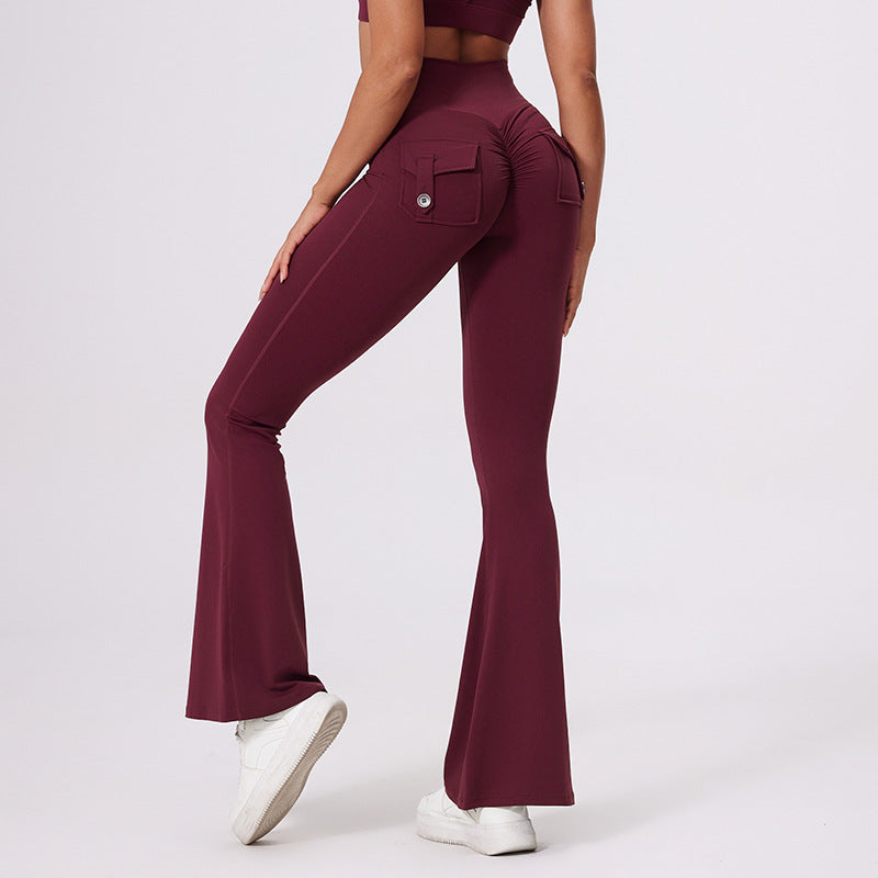 Naisten Bootcut-legginssit taskuilla ja korkealla vyötäröllä Luvik