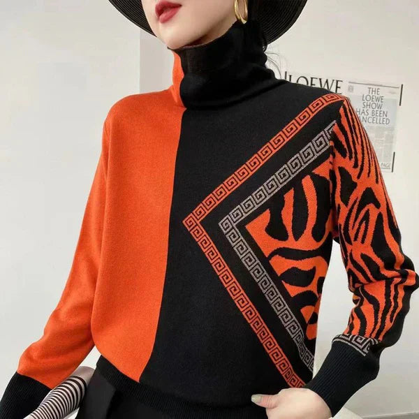 Luvik | Turtleneck Elegante Painettu Neule