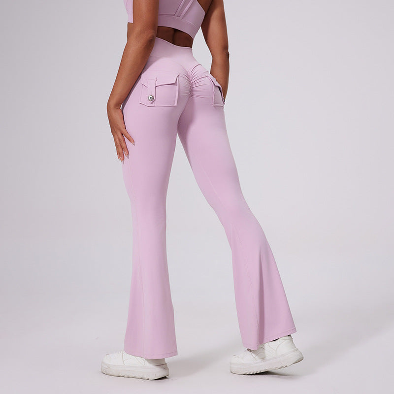 Naisten Bootcut-legginssit taskuilla ja korkealla vyötäröllä Luvik