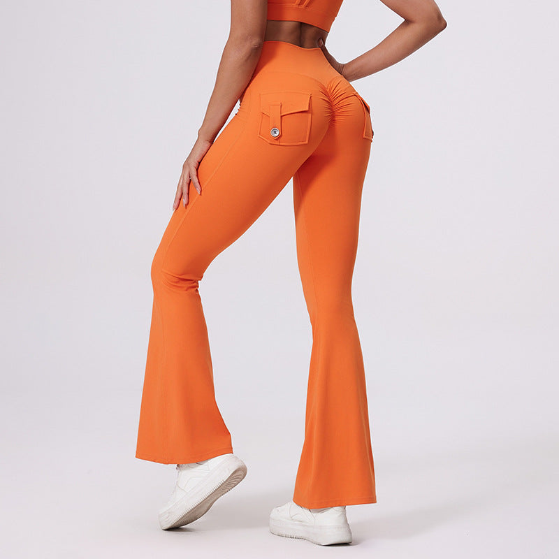 Naisten Bootcut-legginssit taskuilla ja korkealla vyötäröllä Luvik