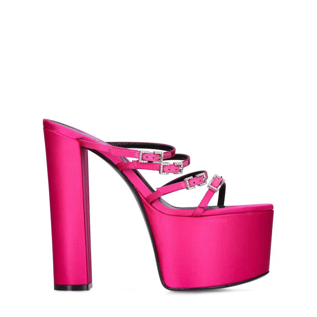 Femme Strappy Platform Slide Sandalit koristeellisilla soljilla Luvik