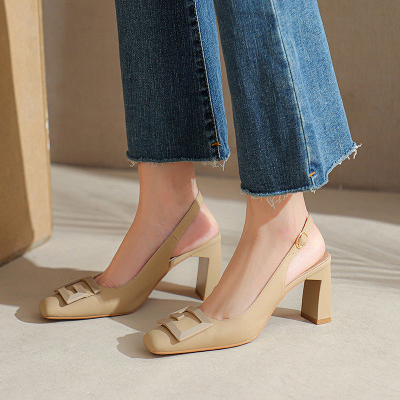 Naisten Slingback-lohkare-korkokengät, joissa on tyylikäs solk yksityiskohtia Luvik