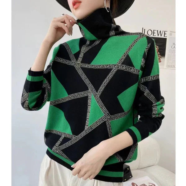 Luvik | Turtleneck Elegante Painettu Neule