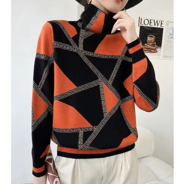Luvik | Turtleneck Elegante Painettu Neule