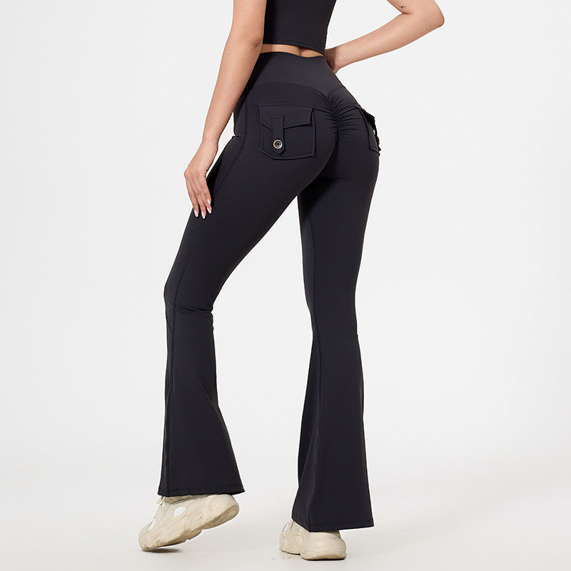Naisten Bootcut-legginssit taskuilla ja korkealla vyötäröllä Luvik